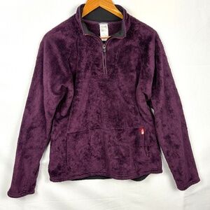 The North Face Snowmass Women 1/4 Zip Fleece Jacket Kangaroo Pocket Sz L Outdoor